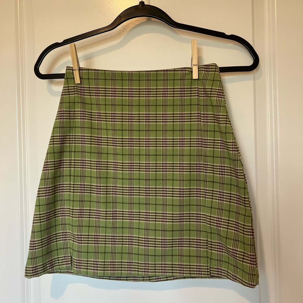 John Gault Brandy Melville Cara Plaid Green Skirt